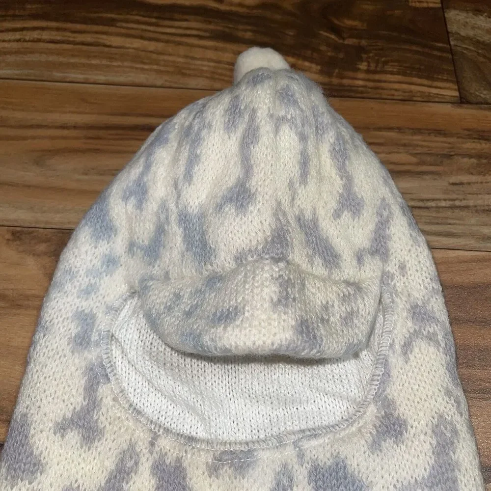 Vintage 100% Wool Cabela's Hunting Face Mask Hat White Winter Camo MADE IN USA